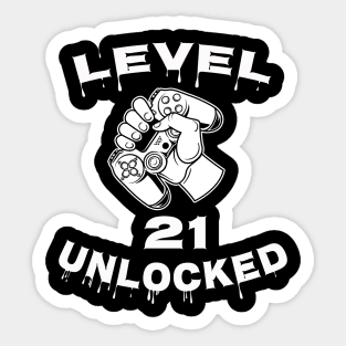 Level 21 Unlocked - Funny Mens 21st Birthday Gamer Sticker